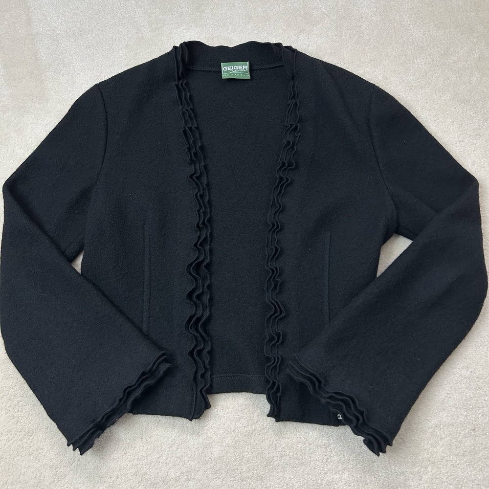 Vintage Geiger Women's Wool Cardigan Sweater Black 34/Small Austria Made